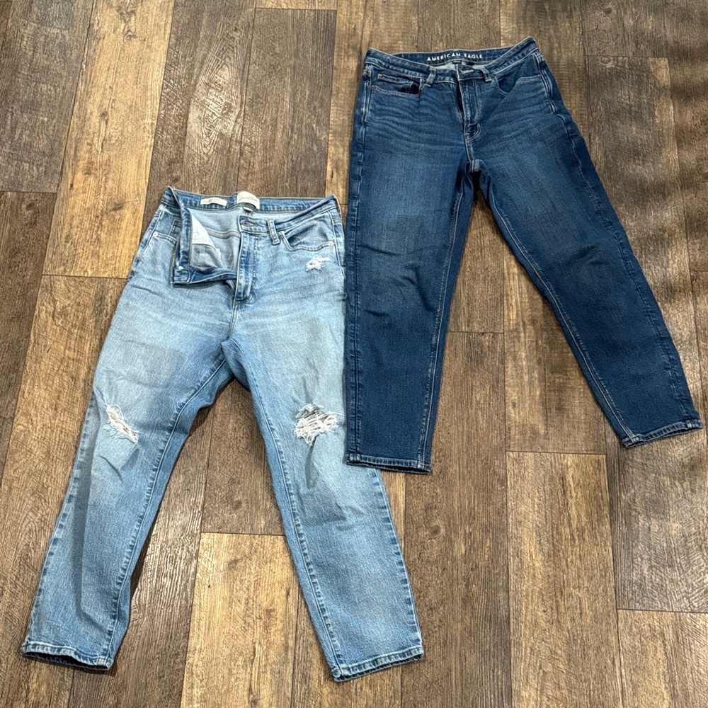 Blue and Light Blue Distressed Jeans